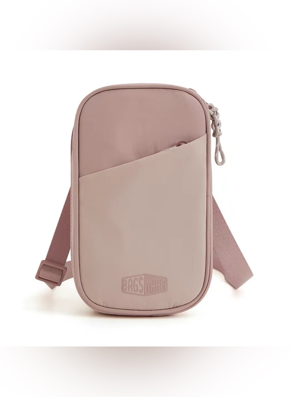 BAGSMART Crush Passport Holder Compact Travel Accessory/Secure Zip Closure Pink